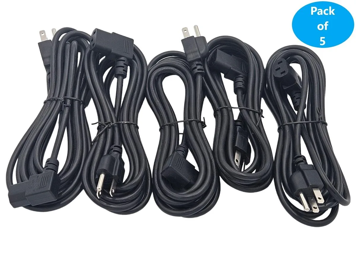 Micro Connectors Micro Connectors 10 ft 18 AWG Right Angle C13 Power Cord 5-Pack M05-113RA10-5P — product photo