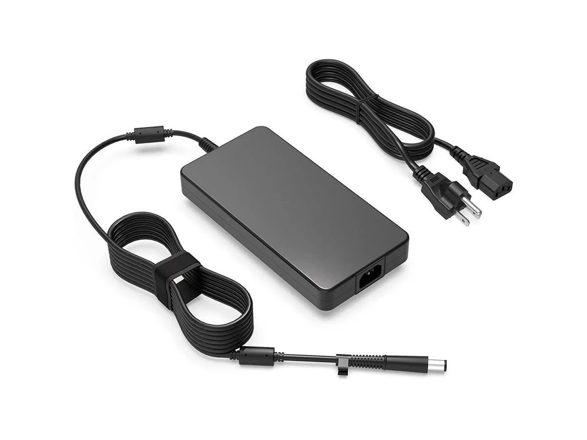 Black rectangular 230W AC adapter with 7.4mm barrel connector and 10ft total cable length