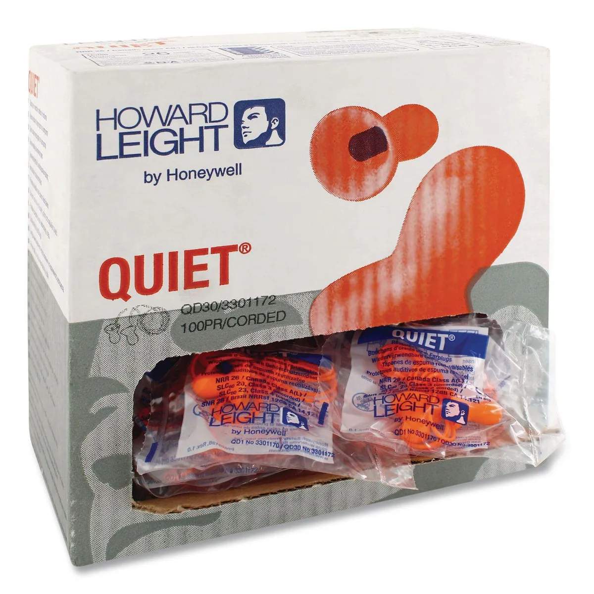 Honeywell Honeywell QD30 Corded Earplugs 26NRR Orange/Blue 100 Pairs — product photo