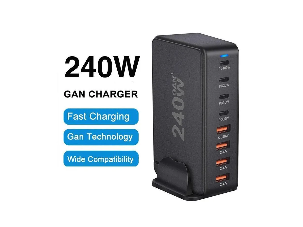 IXJYLCPC IXJYLCPC GaN 240W 8-Port USB-C/A Charger — product photo