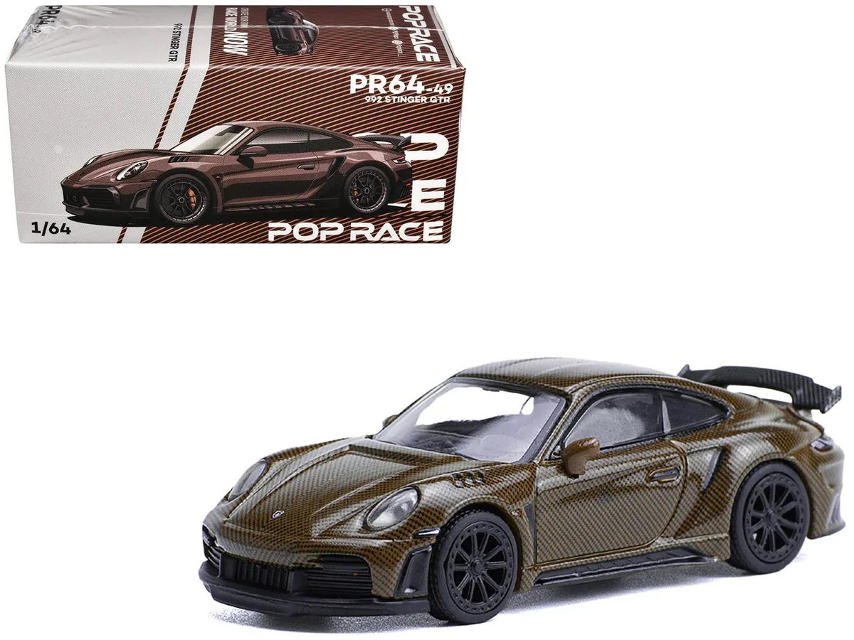 Pop Race Pop Race 992 Stinger GTR Brown Carbon 1/64 Diecast Car — product photo