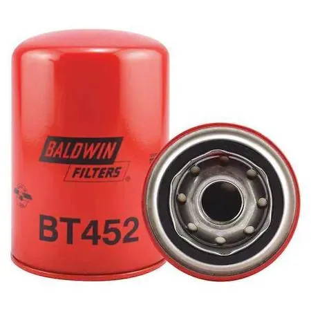 Blue metal spin-on hydraulic filter cylinder with threaded top and textured grip surface