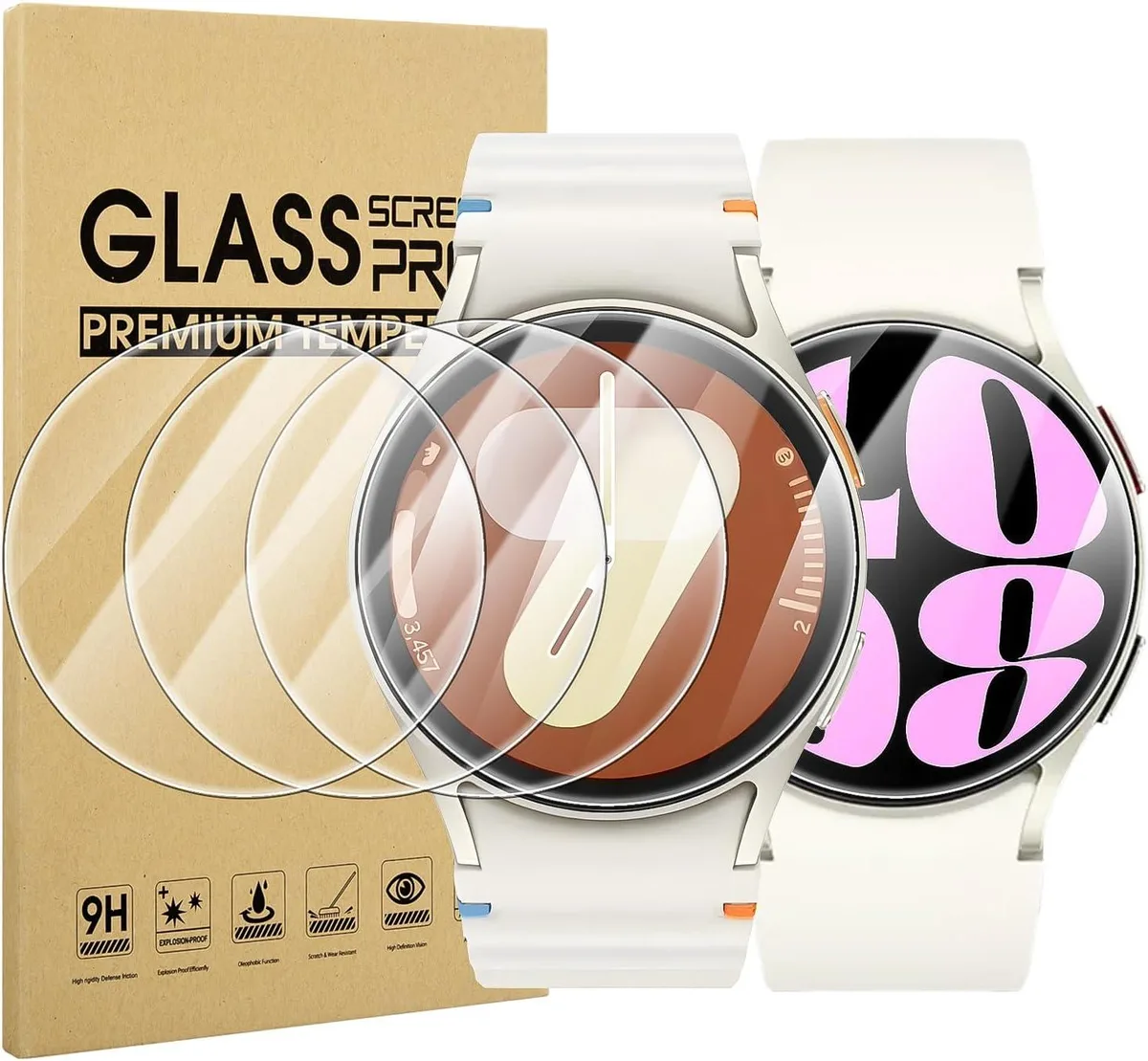 Four small round tempered-glass discs in clear packaging