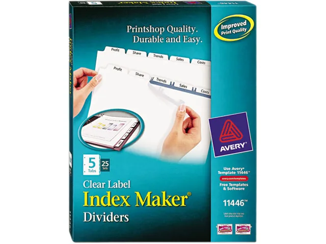 Avery Avery 11446 Clear Label Dividers, 5 White Tabs, 25 Sets — product photo