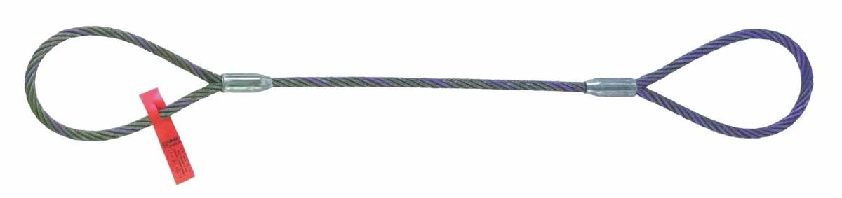 Silver steel wire rope sling with looped ends 10 ft long