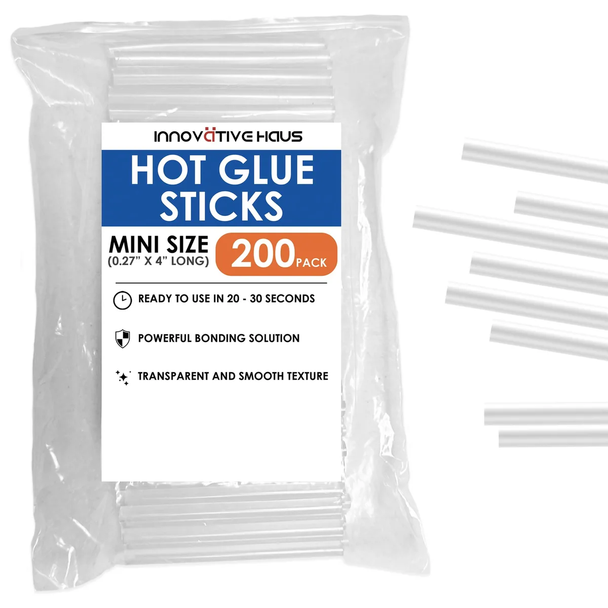 INNOVATIVE HAUS GSCLEAR4IN200PACK Clear Mini Glue Sticks 200 Pack — product photo