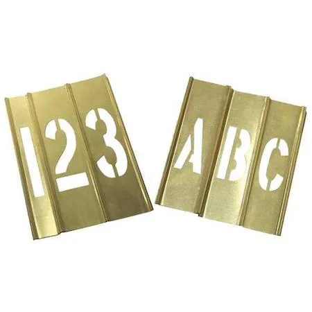 Brass interlocking stencil kit with letters A to Z and numbers 0 to 9
