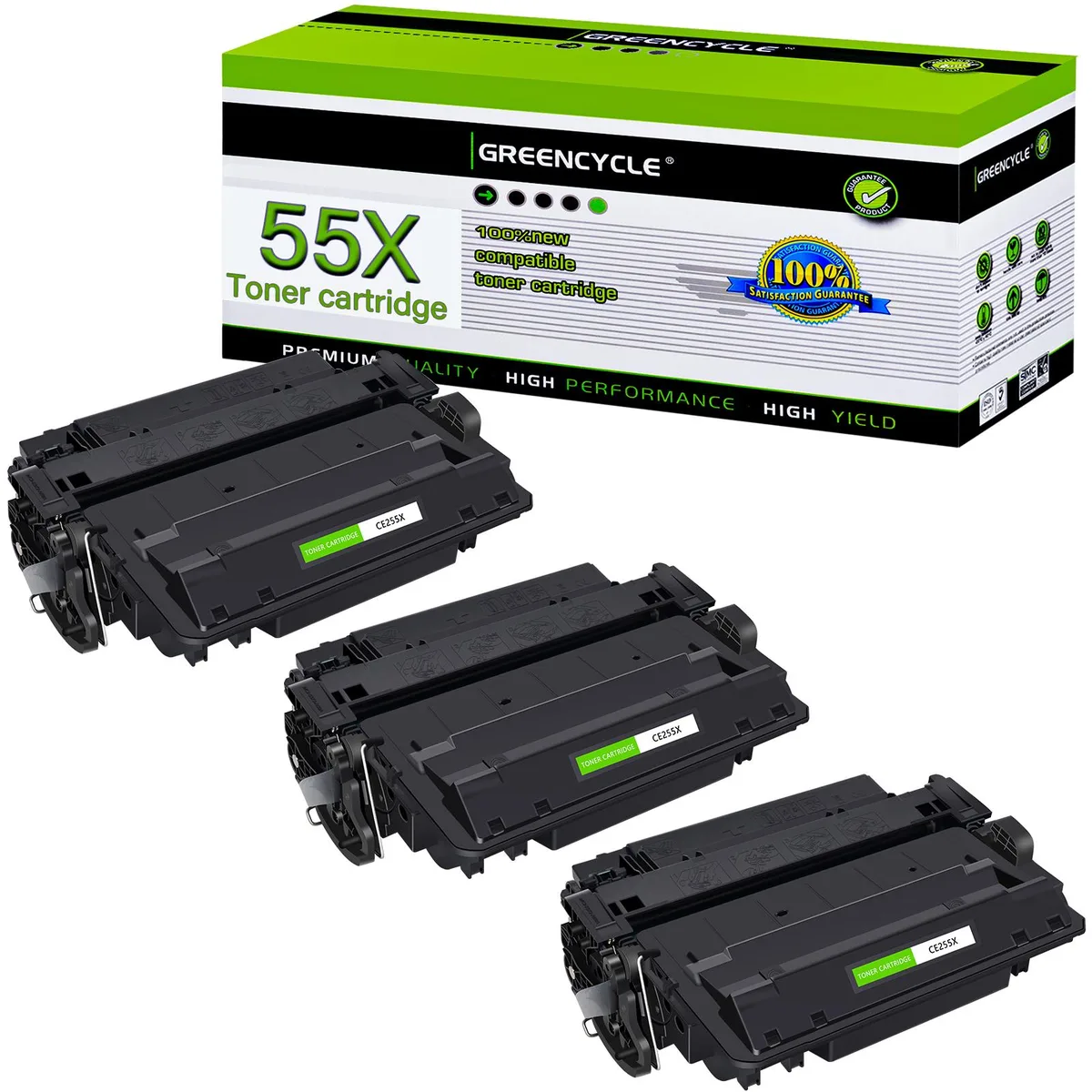 GREENCYCLE GREENCYCLE CE255X toner cartridge 3 pack black 12500 pages — product photo