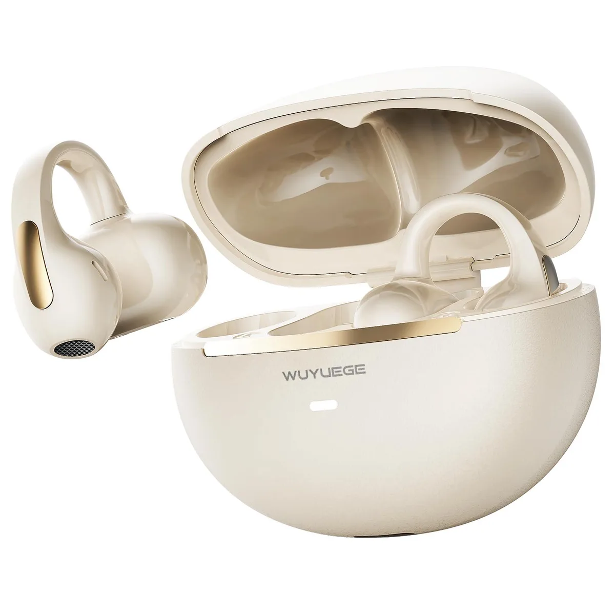 No Sew No Sew M136 Clip-On Open Ear Headphones Bluetooth 6.0 White — product photo