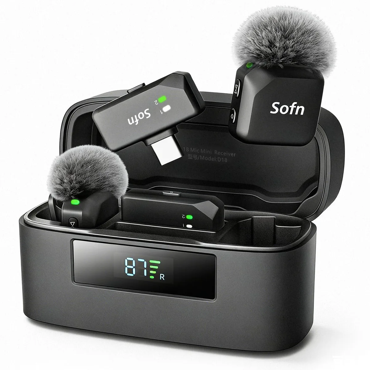 Sofn Lite-AI Wireless Microphone 55h 9g Magnetic Clip — product photo
