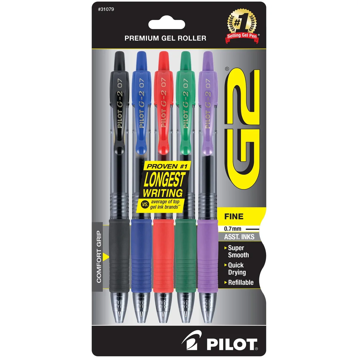  Pilot G2 31079 Gel Ink Pen 0.7mm Assorted 5-Pack — product photo