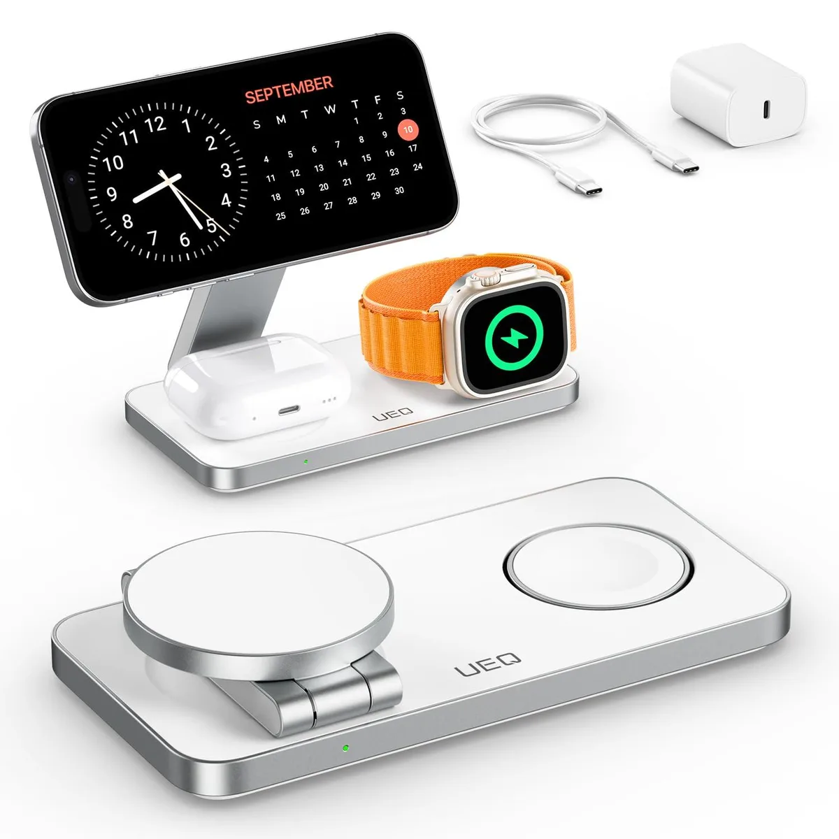  UEQ T8 3-in-1 MagSafe Wireless Charger White — product photo