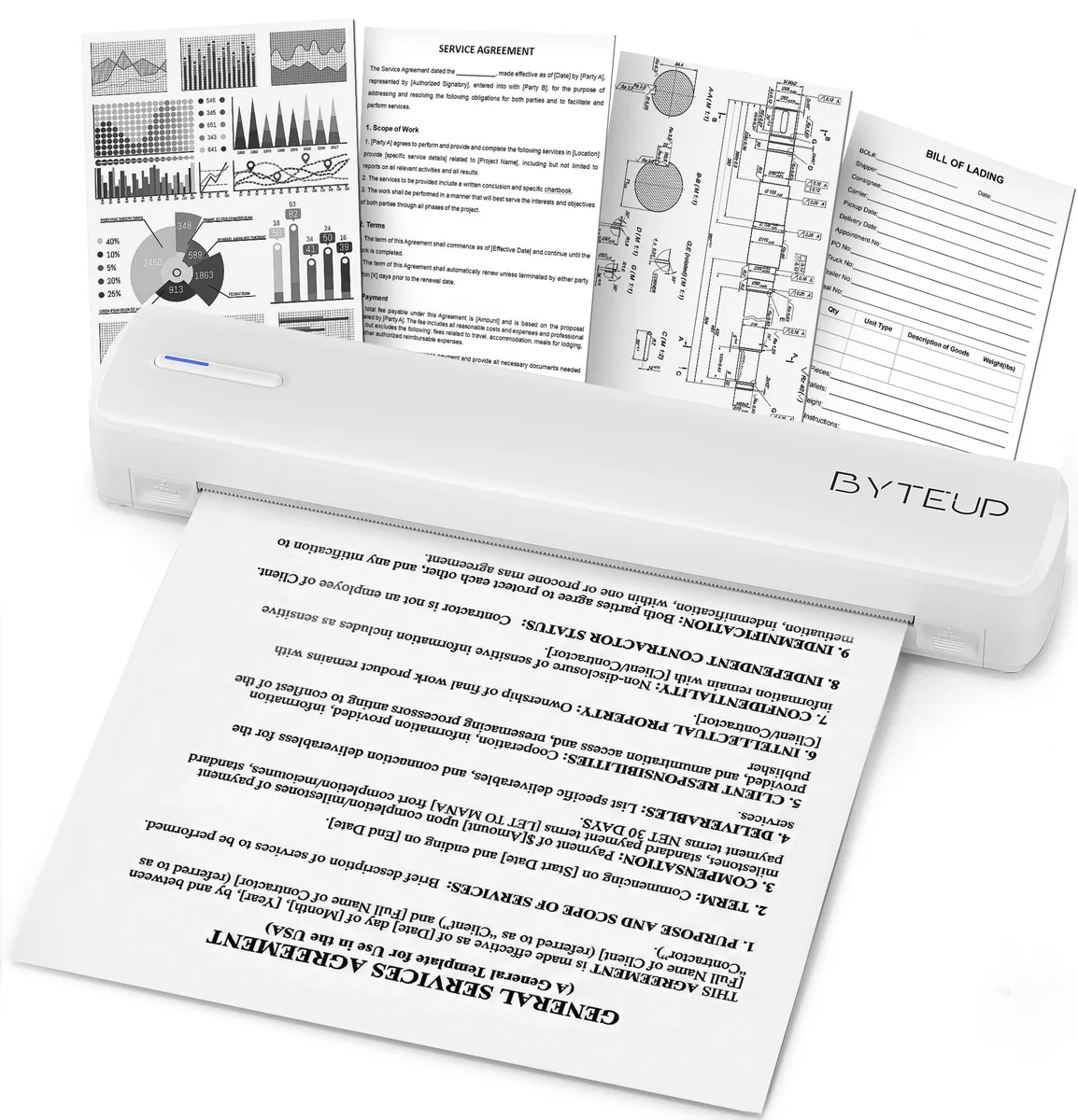 Compact white thermal receipt printer with Bluetooth and USB-C, 12.99 by 3.35 by 3.15 inches, 1.8 lb