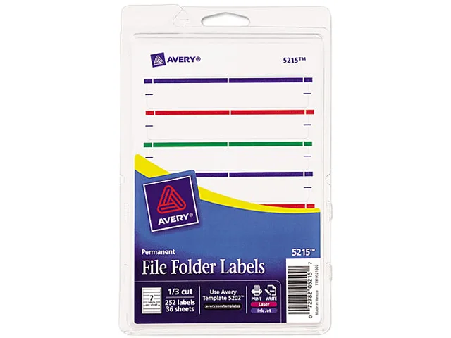 Avery Avery 5215 File Folder Labels 11/16 x 3-7/16 White Assorted Bars 252 Pack — product photo