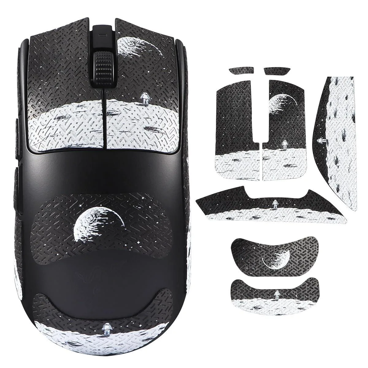 Pre-cut black grip-tape stickers with earth-pattern texture for Viper V4/V3 Pro mouse