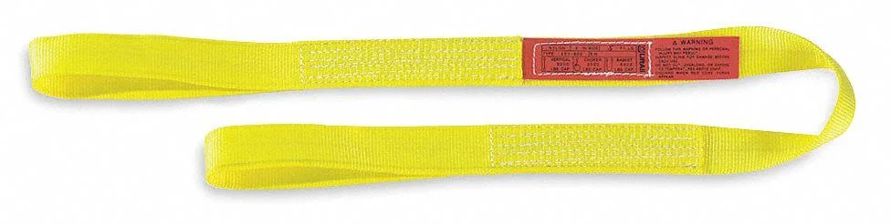 Yellow polyester web sling type 3 eighteen feet two inches long two inches wide flat eye ends