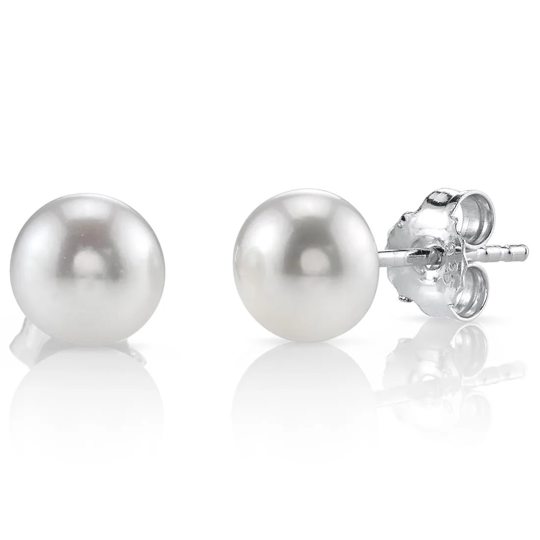 Oravo Oravo 7.0 mm Freshwater Cultured White Pearl Stud Earrings Sterling Silver — product photo