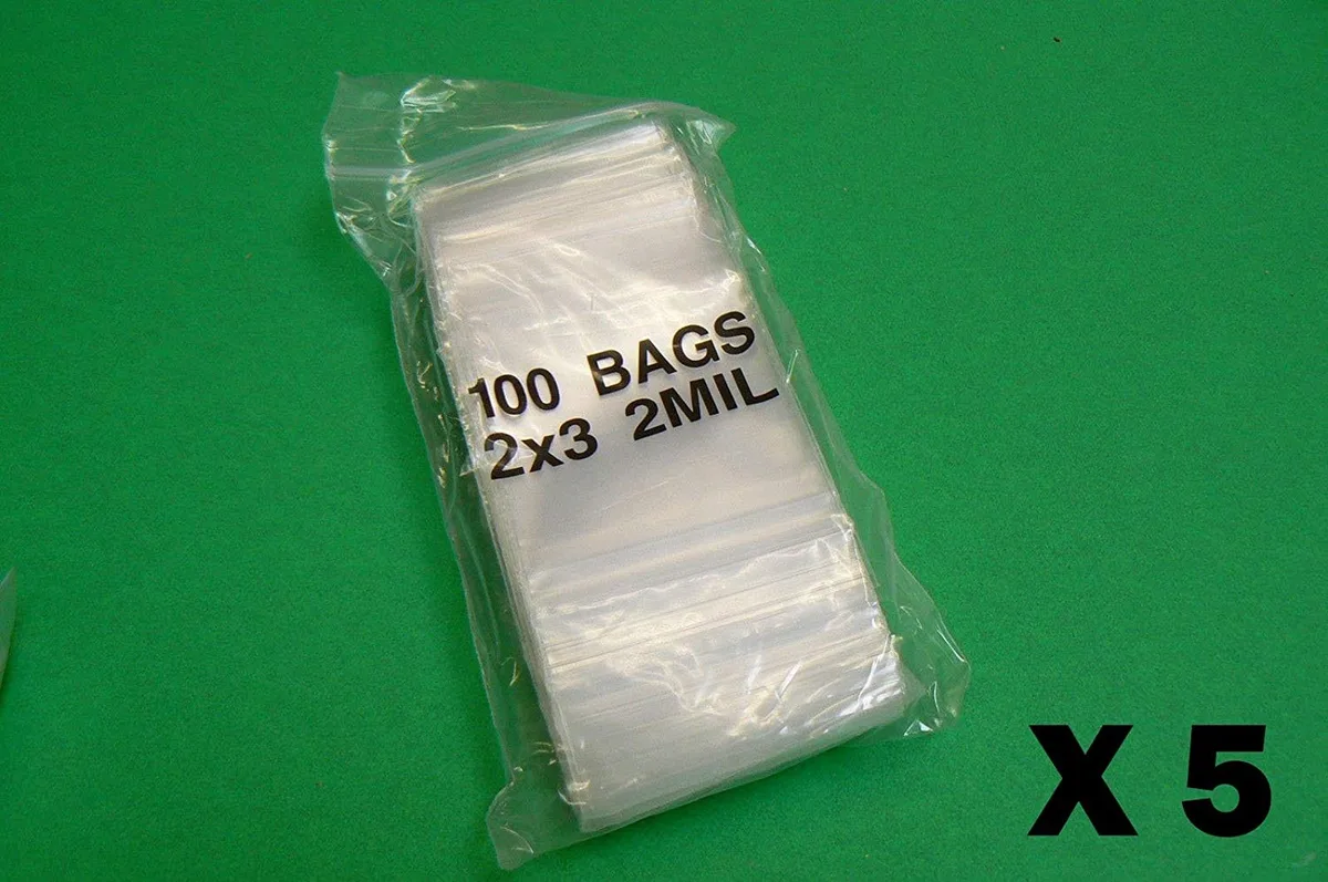 Clear plastic reclosable ziplock bags, 500 pack