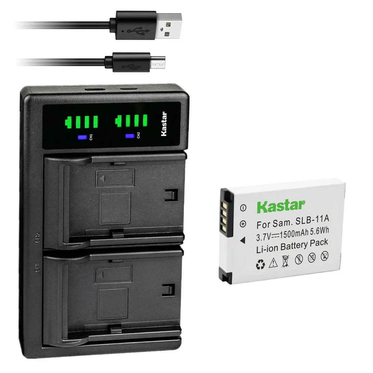 Kastar Kastar SLB-11A 1500mAh battery &amp; LTD2 USB dual charger — product photo