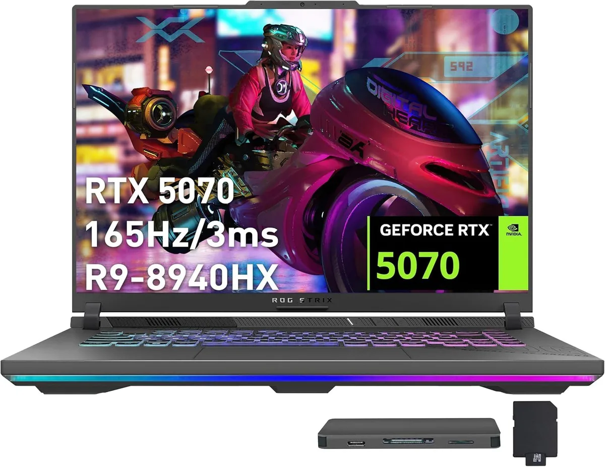 ASUS ASUS ROG Strix G16 16" WUXGA 165Hz Gaming Laptop Ryzen 9 8940HX RTX 5070 64GB 4TB+1TB Dock Gray — product photo