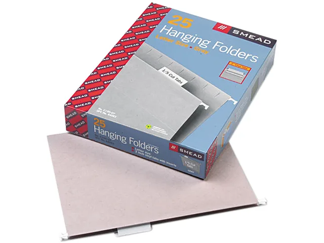 Smead Smead 64063 hanging file folders, 1/5 tab, 11 point stock, letter size, gray, box of 25 — product photo