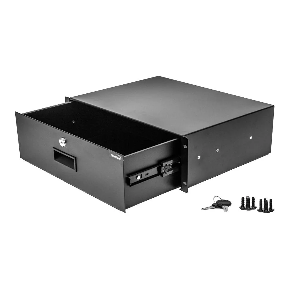 NavePoint NavePoint Rack Mount Drawer 19-Inch 3U 14-Inch Depth Black With Lock — product photo