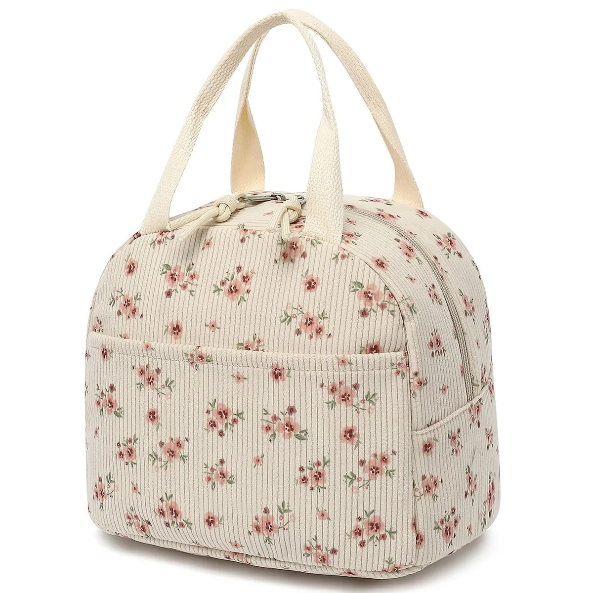 No Sew No Sew QwxLunch004 bag 14 in Corduroy Floral Pink — product photo