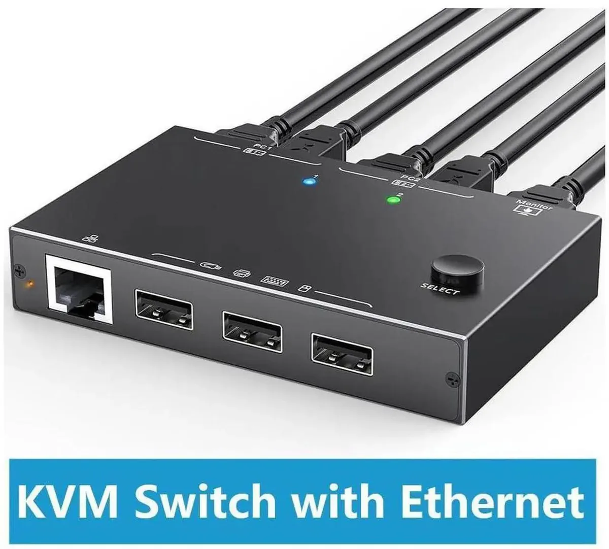 SMUGDESK SMUGDESK 2 Port HDMI KVM Switch RJ45 Ethernet 4K@60Hz — product photo