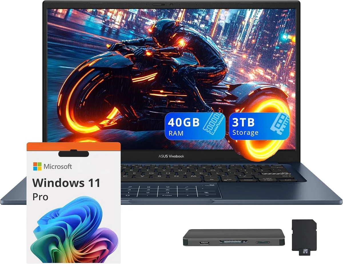 ASUS ASUS Vivobook 14 14" FHD IPS business laptop Intel Core 5-120U 40GB 2TB SSD + 1TB dock Quiet Blue — product photo