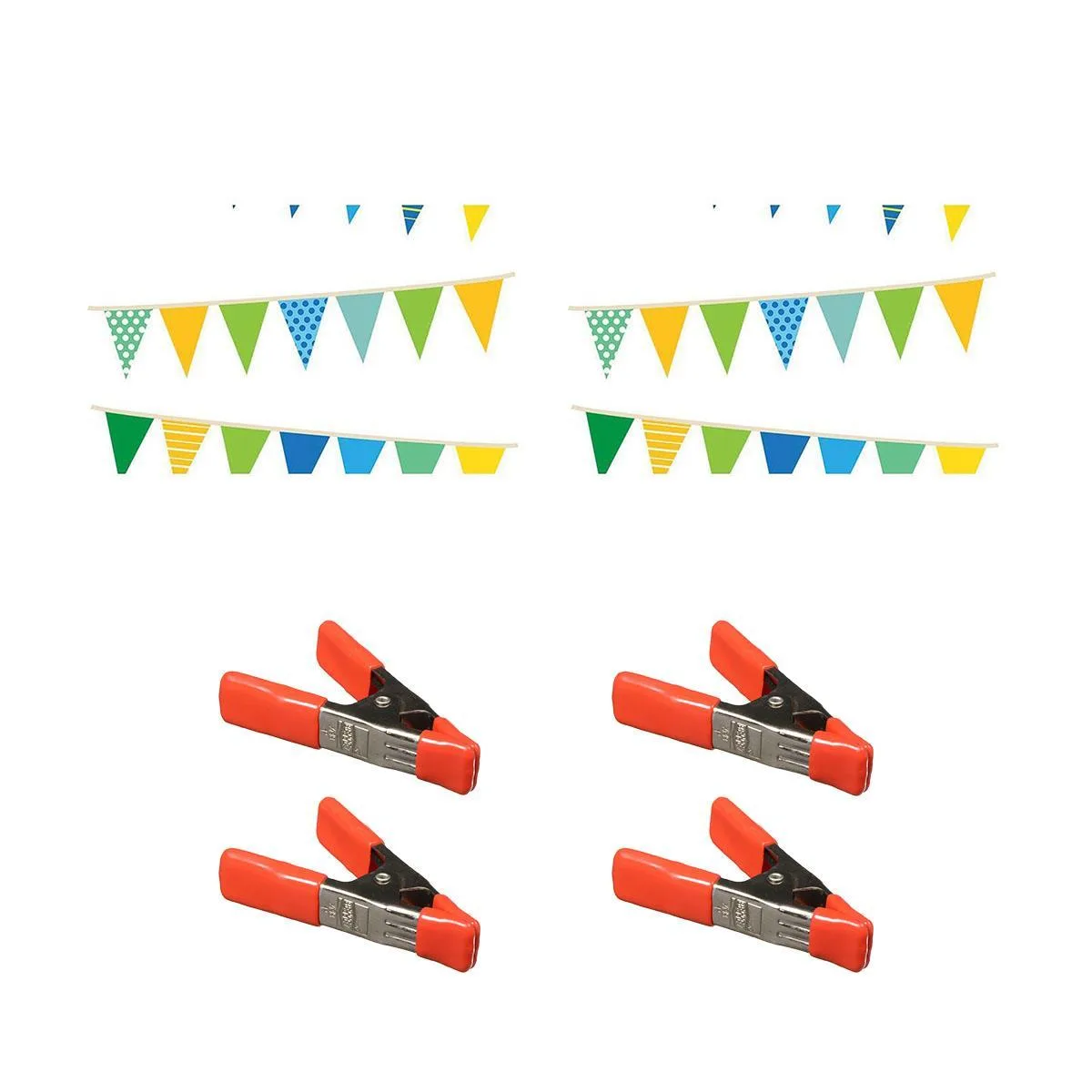 SAVAGE SAVAGE Party Banners Printed Background Paper 53" x 18' 2-Pack with 4 Orange Clamps — product photo
