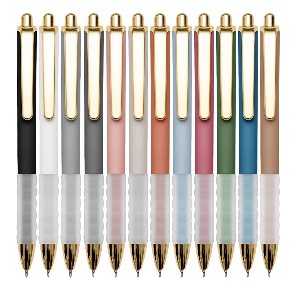 Black retractable ballpoint pen with soft grip, 1.0mm tip