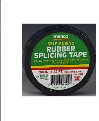 Black rubber splicing tape roll 3/4 inch by 22 feet 30 mil thickness