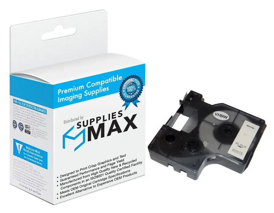 SuppliesMax SuppliesMax Dymo 41913 Label Tape Black/White 3/8in x 23ft — product photo