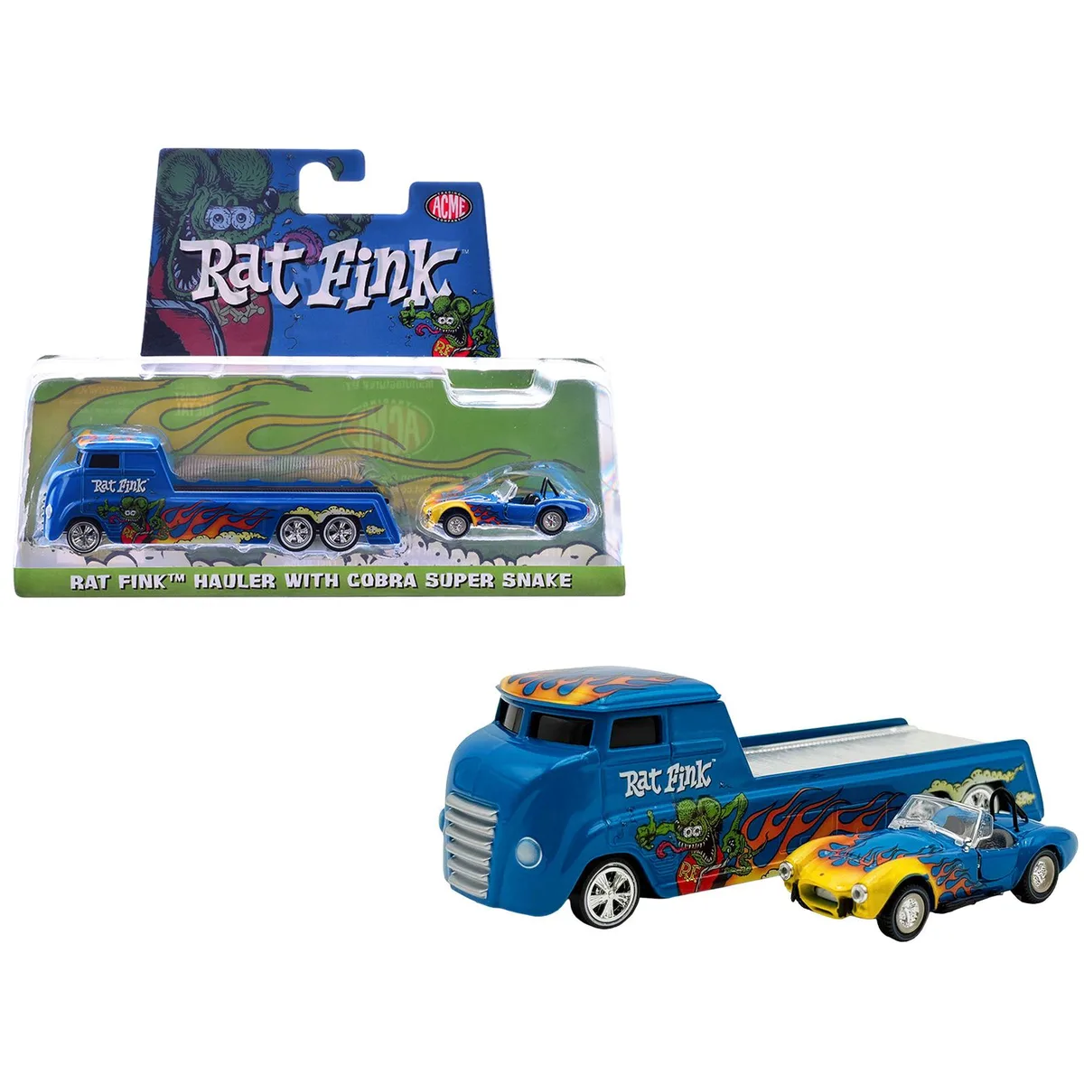 ACME ACME Shelby Cobra Super Snake & Rat Fink Hauler 1/64 Diecast Set — product photo
