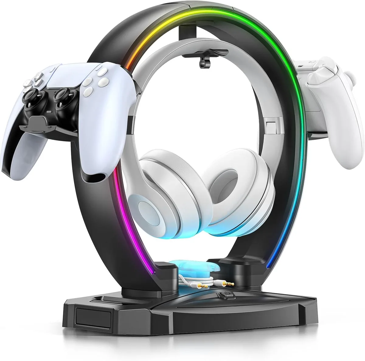 BFKK BFKK RGB Headset & Controller Stand 9 Modes Cable Organizer Foldable Hanger 4.5cm — product photo