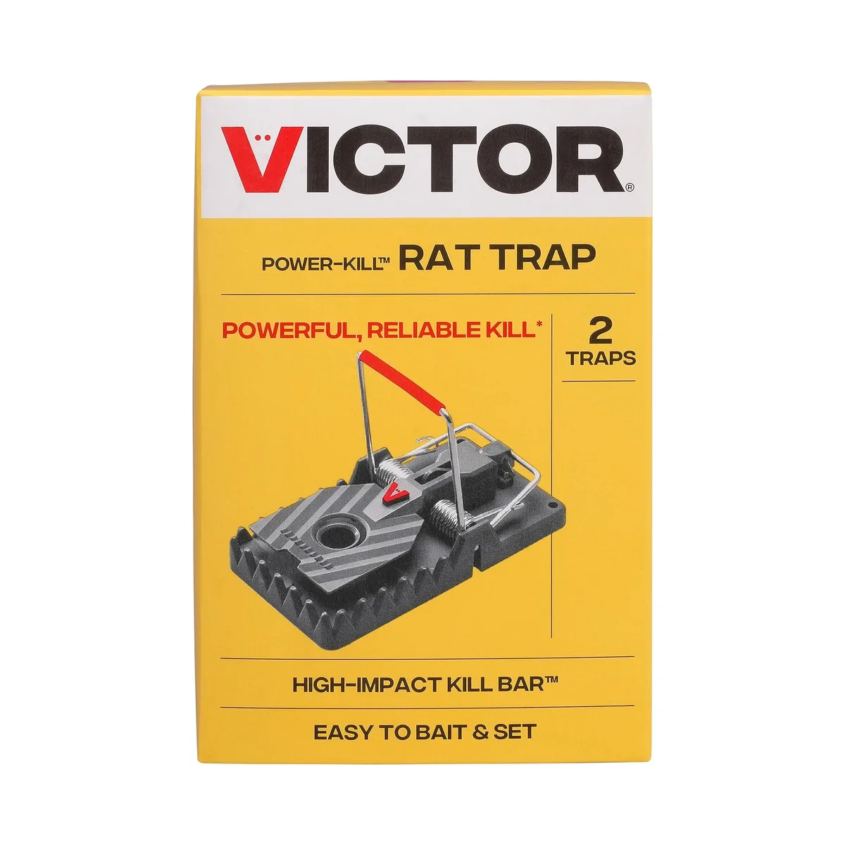 Two reusable rat traps with oversized trip pedals and high-impact kill bars