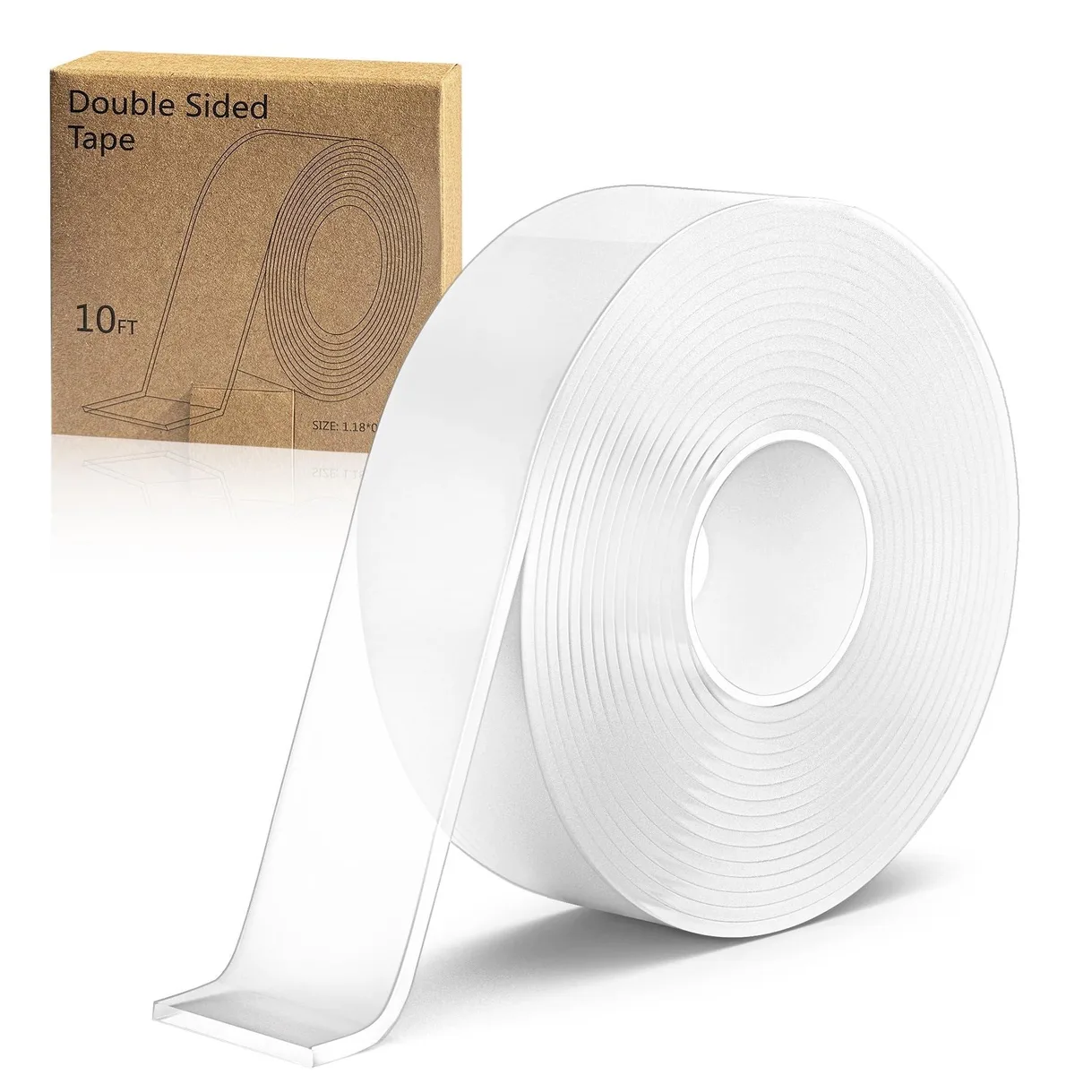 Clear double-sided adhesive tape roll, 10FT length