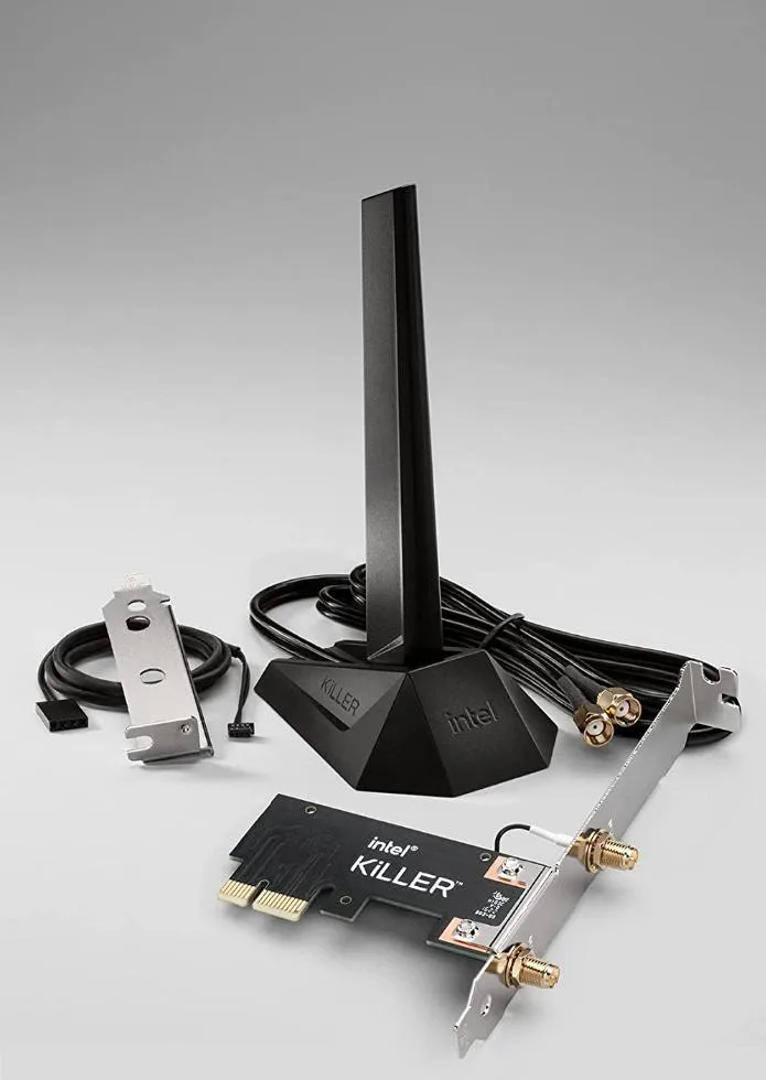 Intel Intel Killer AX1675 Wi-Fi 6E PCIe adapter, green &amp; white — product photo