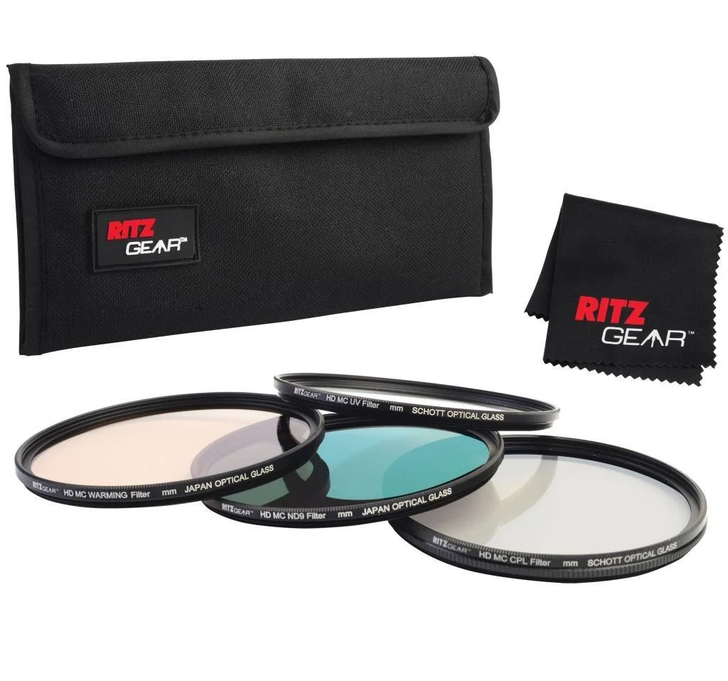 Ritz Gear Ritz Gear 58mm Filter Set UV CPL ND9 Warming Schott Glass — product photo