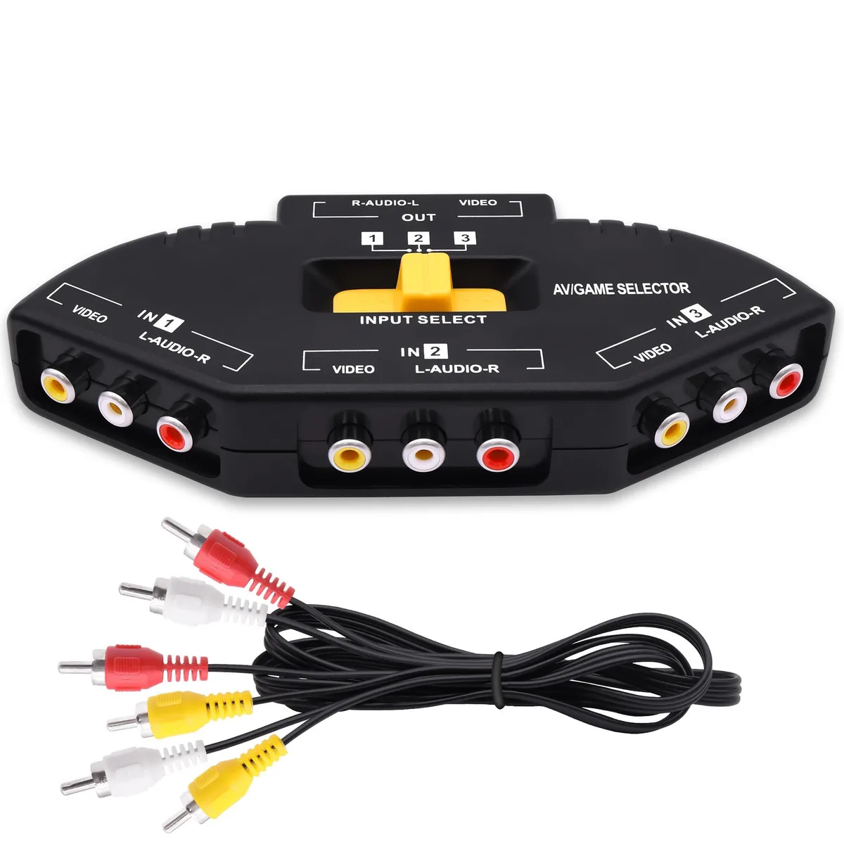 Vszerda Vszerda 3-in-1 RCA AV Switch Black 3.3 ft — product photo