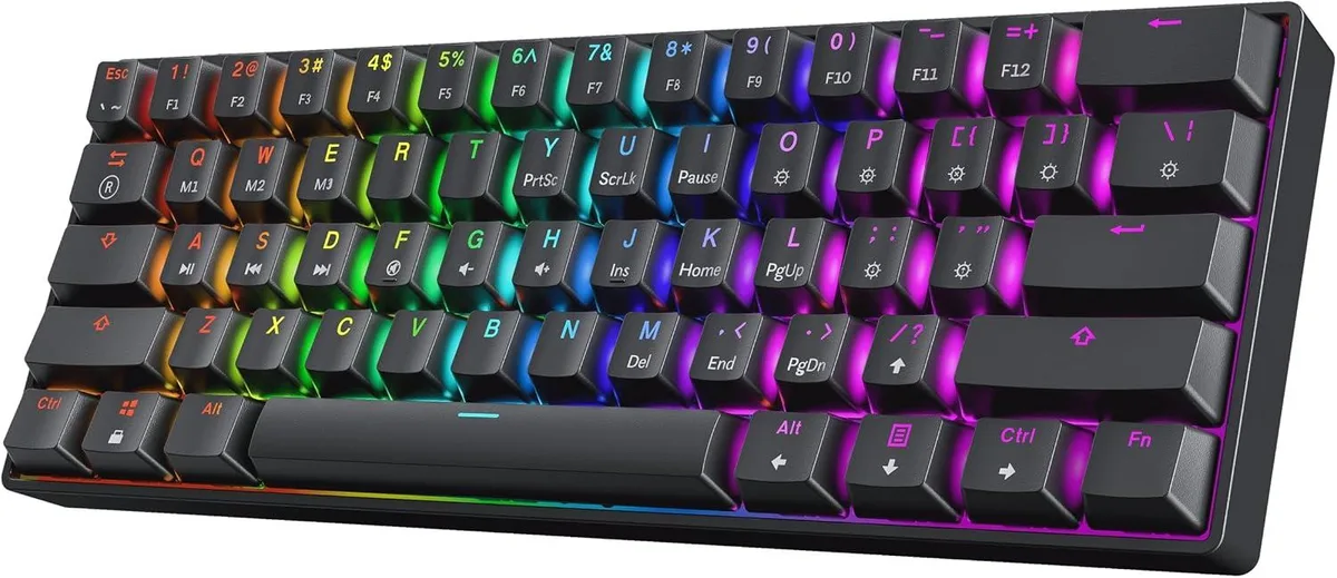 TUKO TUKO GK61 60% 61-Key Hotswap Mechanical Gaming Keyboard (Black, Speed Yellow) — product photo
