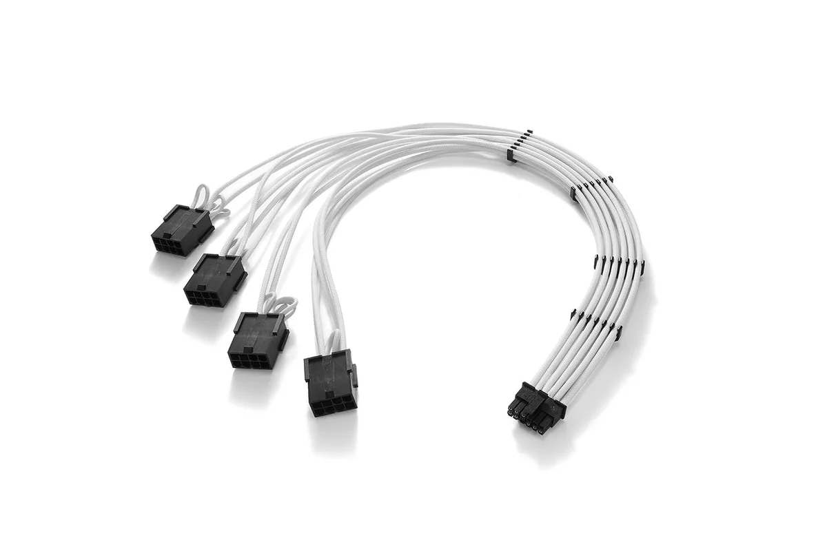 FormulaMod FormulaMod 16AWG 12VHPWR 16Pin to 4x8Pin PCIe 5.0 Extension Cable 17.7in Black+White — product photo