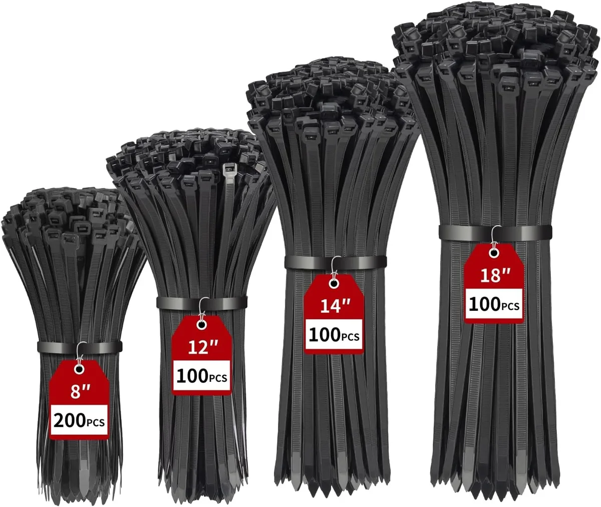 Ennovor Ennovor 500-Pack Assorted Cable Ties 8/12/14/18 Inch 220lbs — product photo