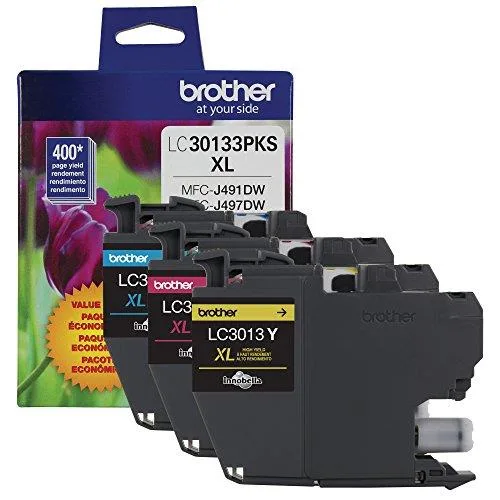 Brother Brother LC30133PKS High Yield Ink Cartridges 3-Pack Cyan Magenta Yellow 400 Pages — product photo