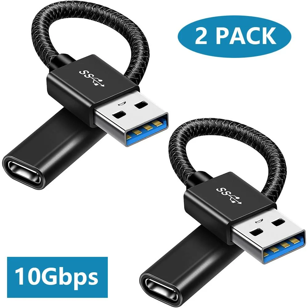 AUTYUE AUTYUE USB A to USB C adapter cable 10Gbps 15cm 2 pack black — product photo