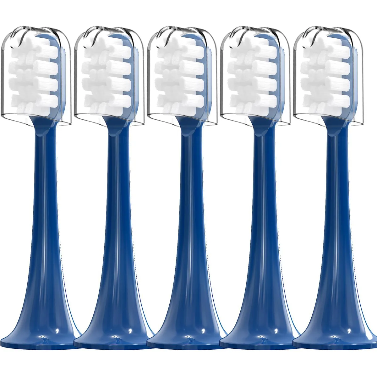 Five polar blue medium brush heads with dust covers