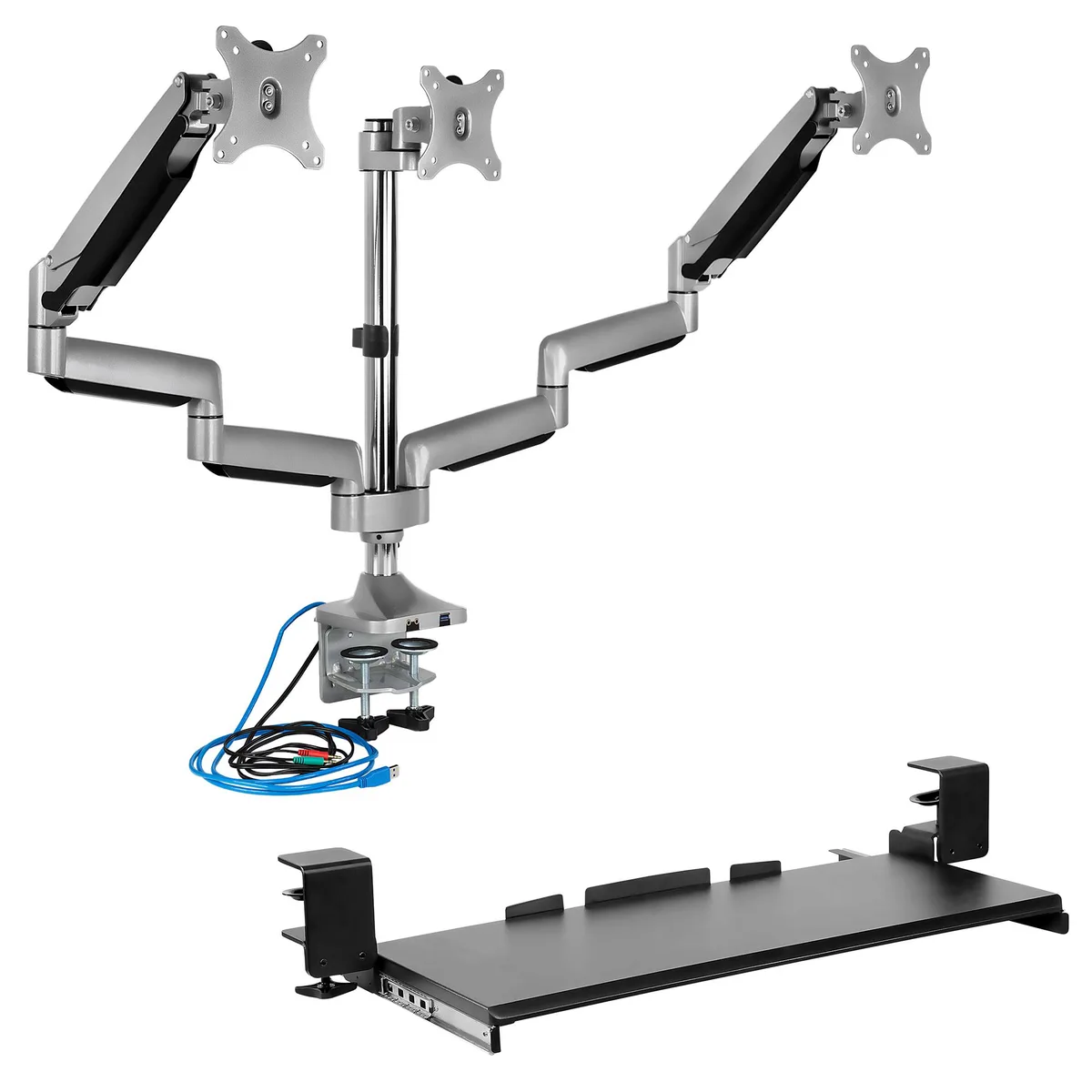 Mount-It Mount-It Triple Monitor Mount & Clamp Keyboard Tray Bundle 24-32 — product photo