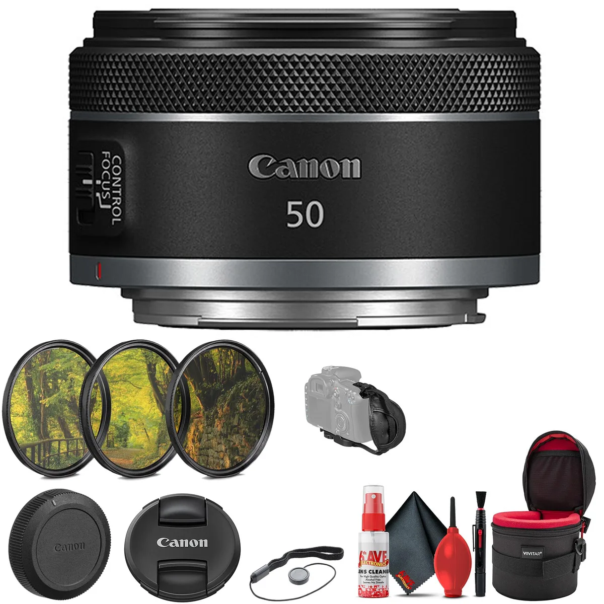 Canon Canon RF 50mm f/1.8 STM Lens with 3-Piece Filter Kit &amp; Accessories (4515C002) — product photo