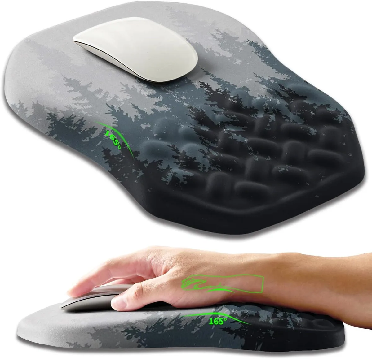 BAOFENG BAOFENG Ergonomic Slope Mouse Pad Wrist Rest 12x8 inch Forest — product photo