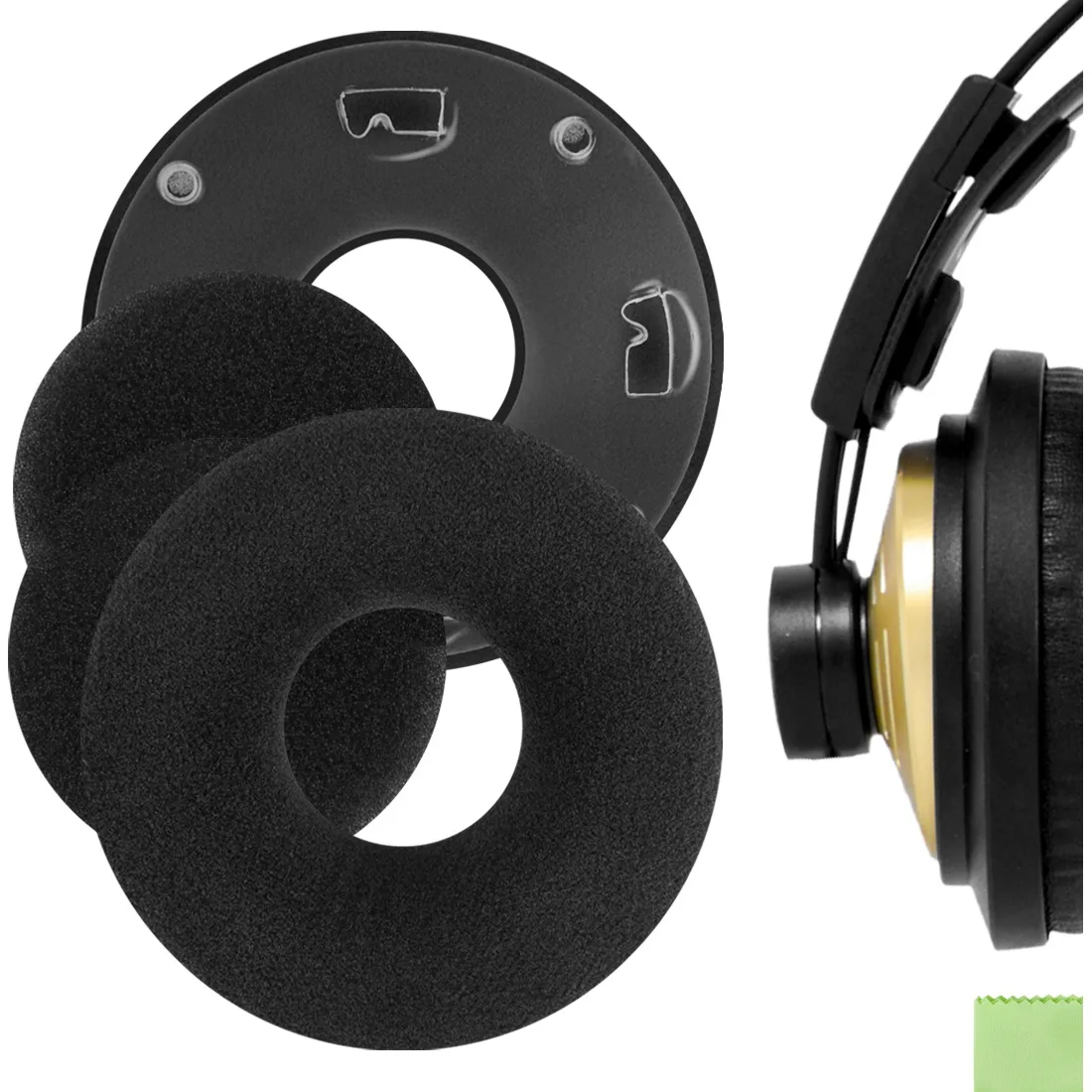Geekria Geekria Comfort Velour Replacement Ear Pads for AKG K121, K121S, K141 MK II, K142 HD (Black) — product photo